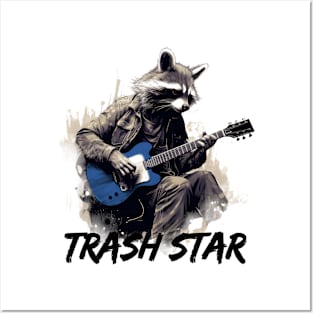 Raccoon Trash Star Playing The Electric Guitar Posters and Art